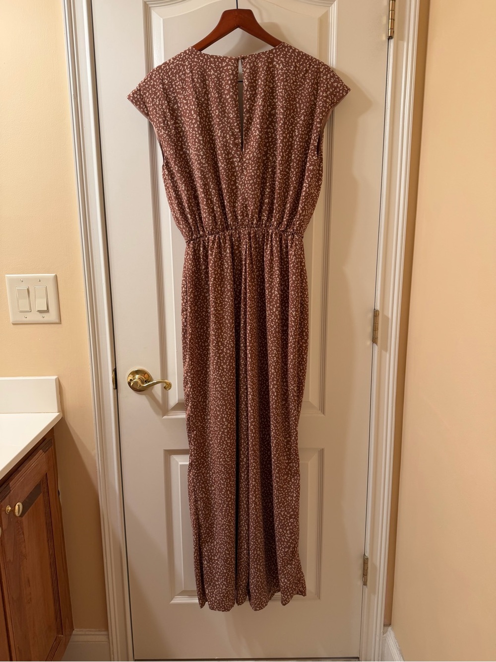 Light Brown Animal Print Wide Leg Romper/Jumpsuit - Picture 4 of 12